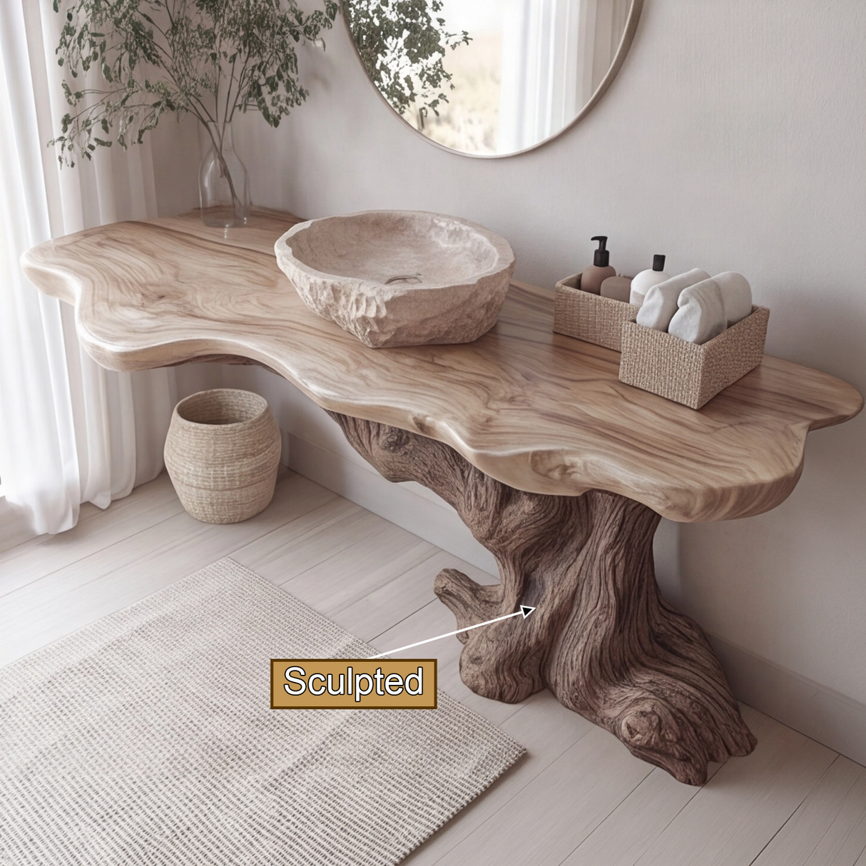 Norvane Rootform Solid Wood Freestanding Bathroom Vanity - Timberustic Freestanding Bathroom Vanity