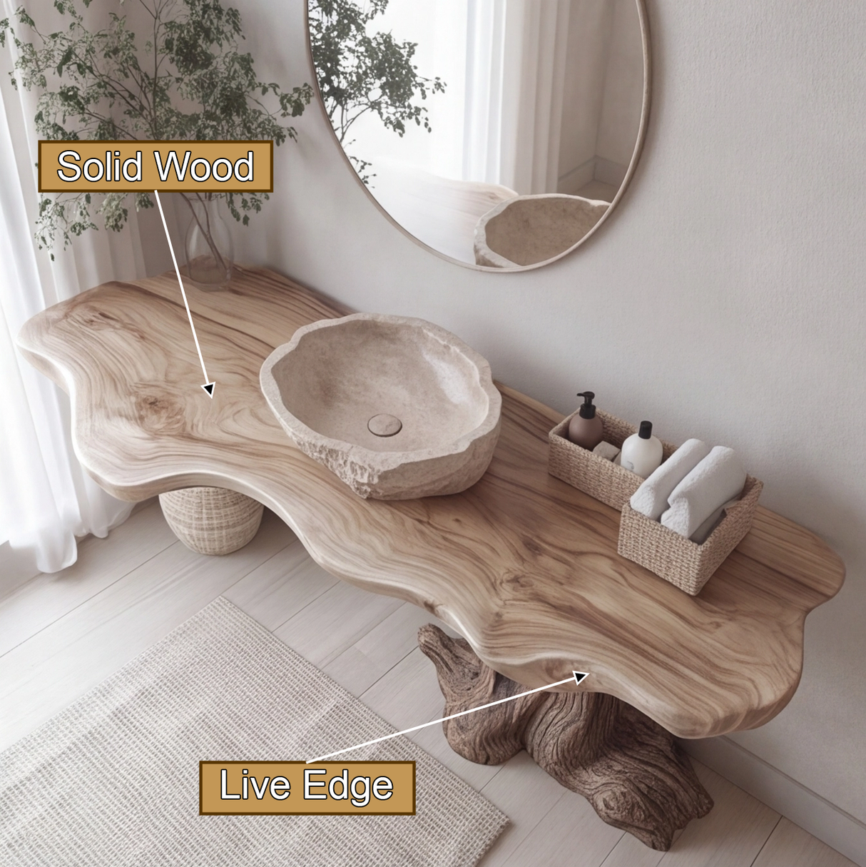 Norvane Rootform Solid Wood Freestanding Bathroom Vanity - Timberustic Freestanding Bathroom Vanity