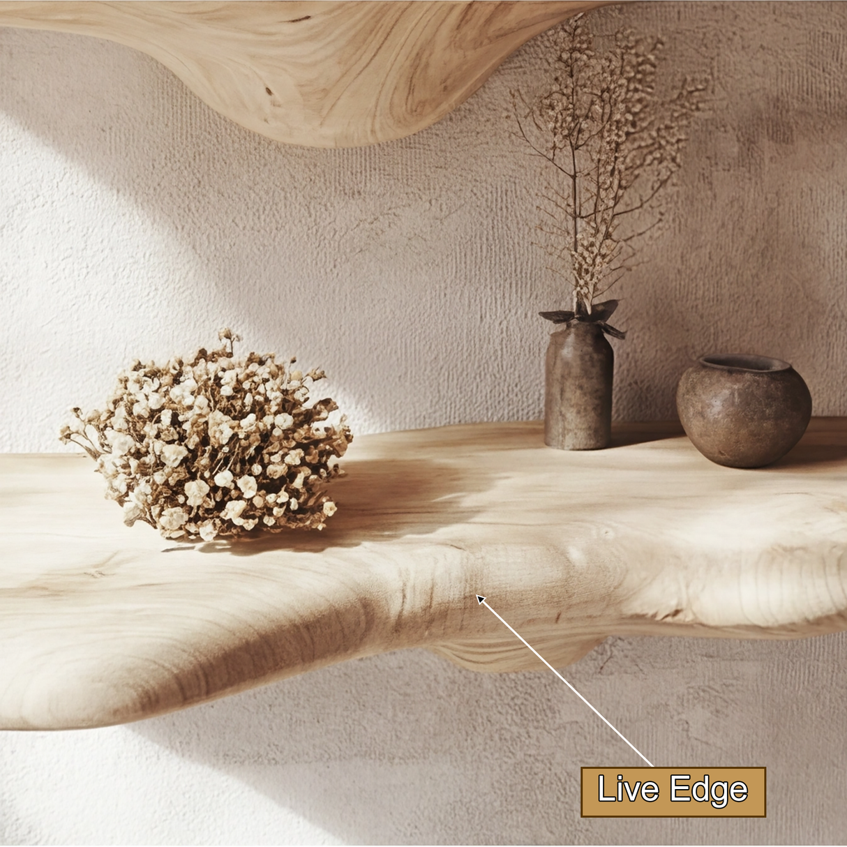 Norvane Solid Wood Sculpted Mushroom Floating Shelf SPA583678 - Timberustic Floating Shelf
