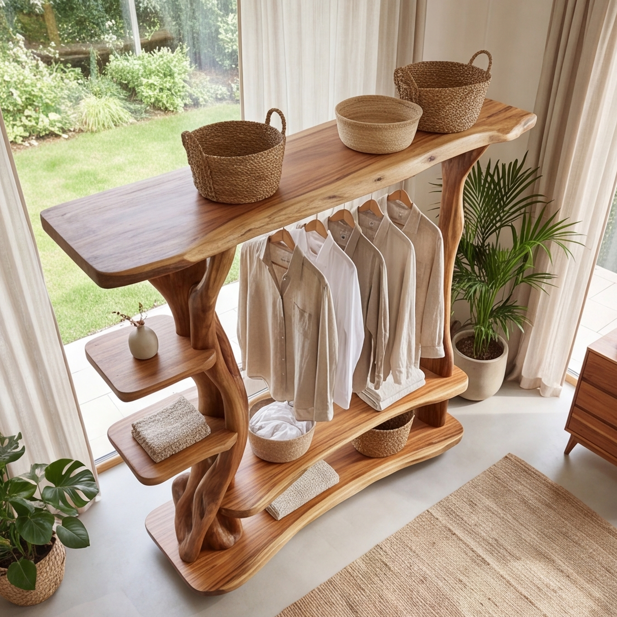 Norvaryn Handcrafted Solid Wood Entryway Organizer - Timberustic Entryway Organizer