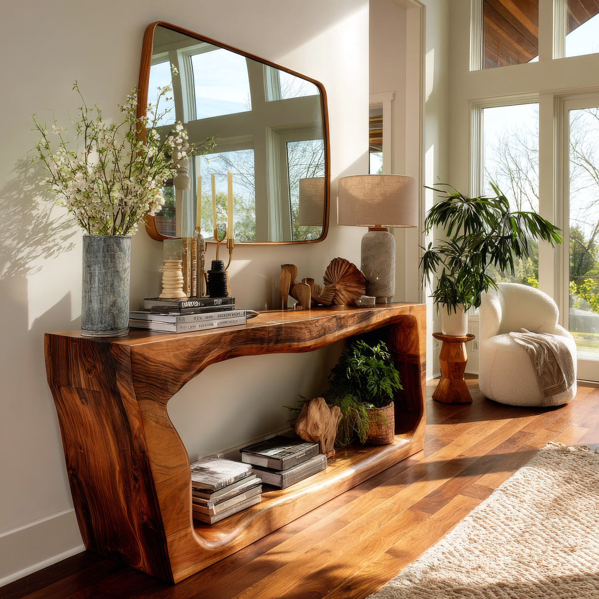 Norvayne Curved Solid Wood Console Table - Timberustic Console Table