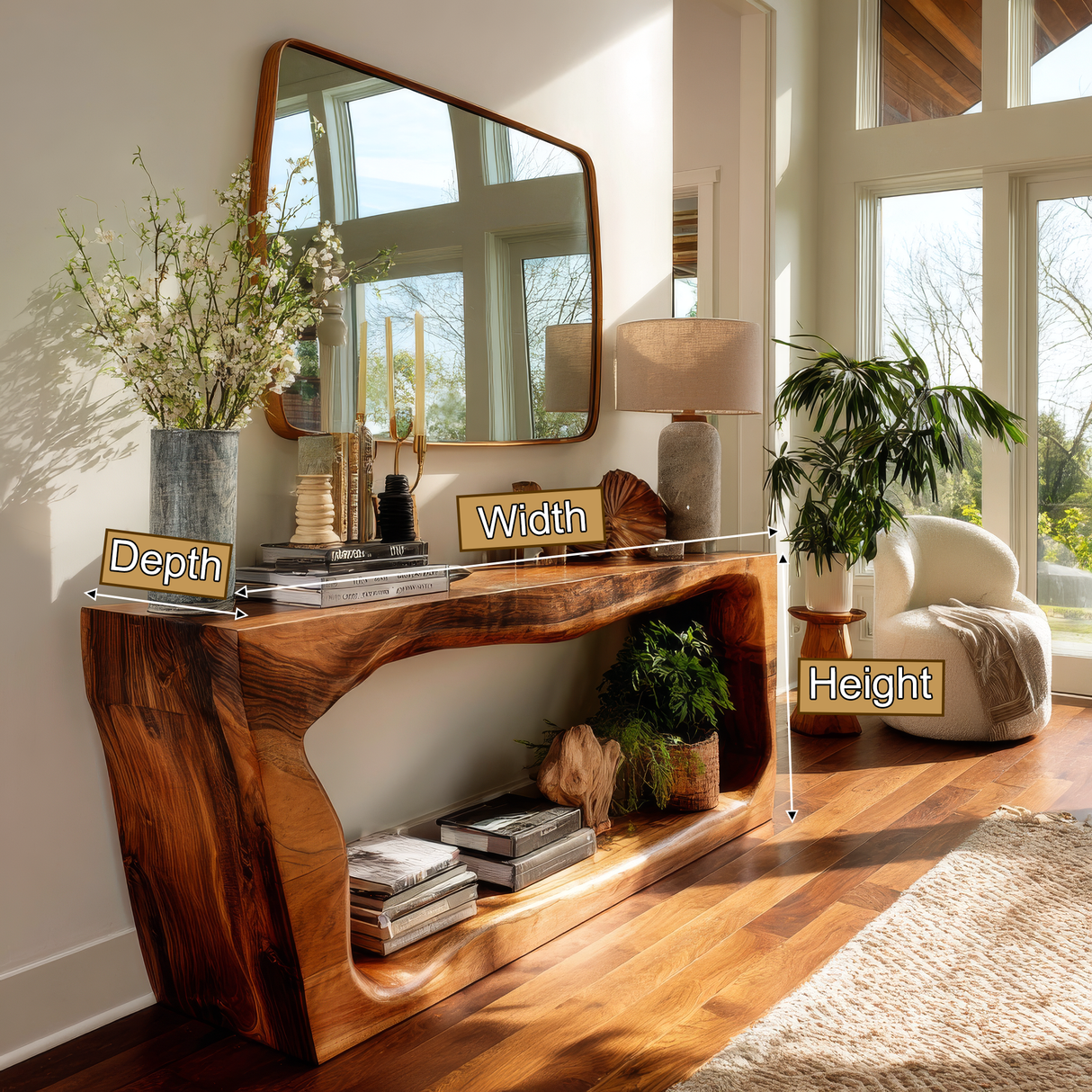 Norvayne Curved Solid Wood Console Table - Timberustic Console Table