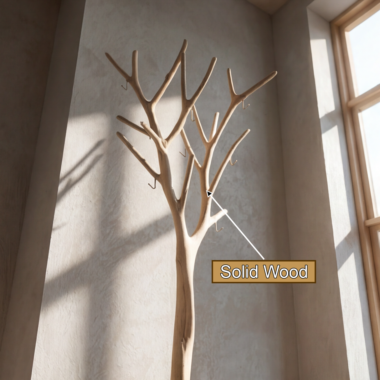 Norvayne Sculpted Solid Wood Tree Coat Rack - Timberustic Tree Coat Rack