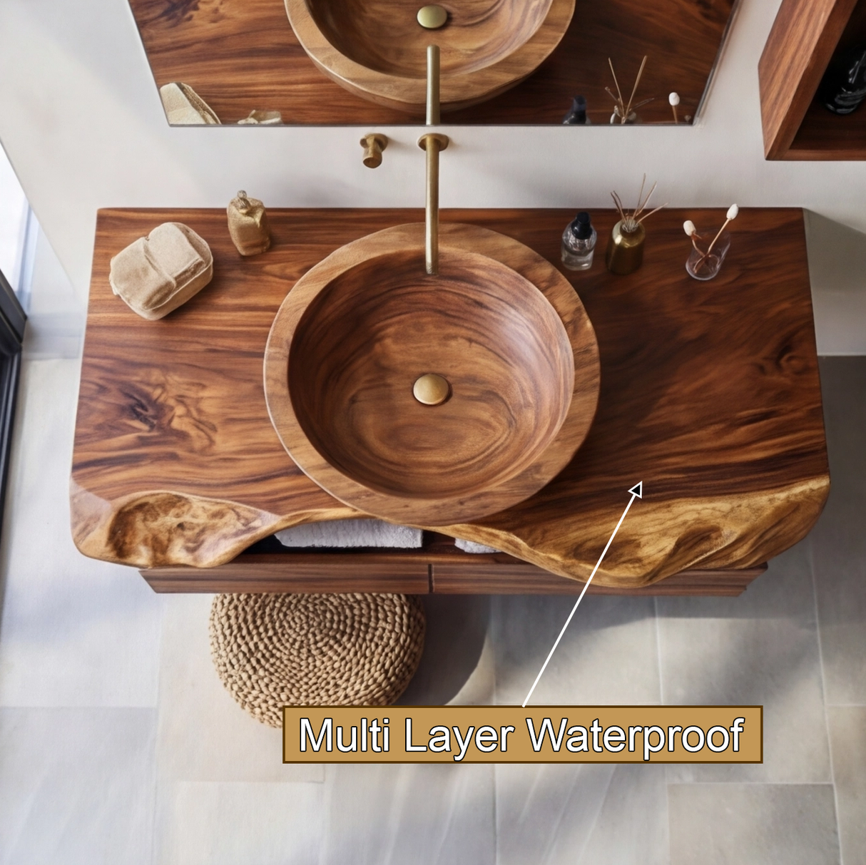Seravik Live Edge Solid Wood Floating Bathroom Vanity with Drawers - Timberustic Floating Bathroom Vanity With Drawers