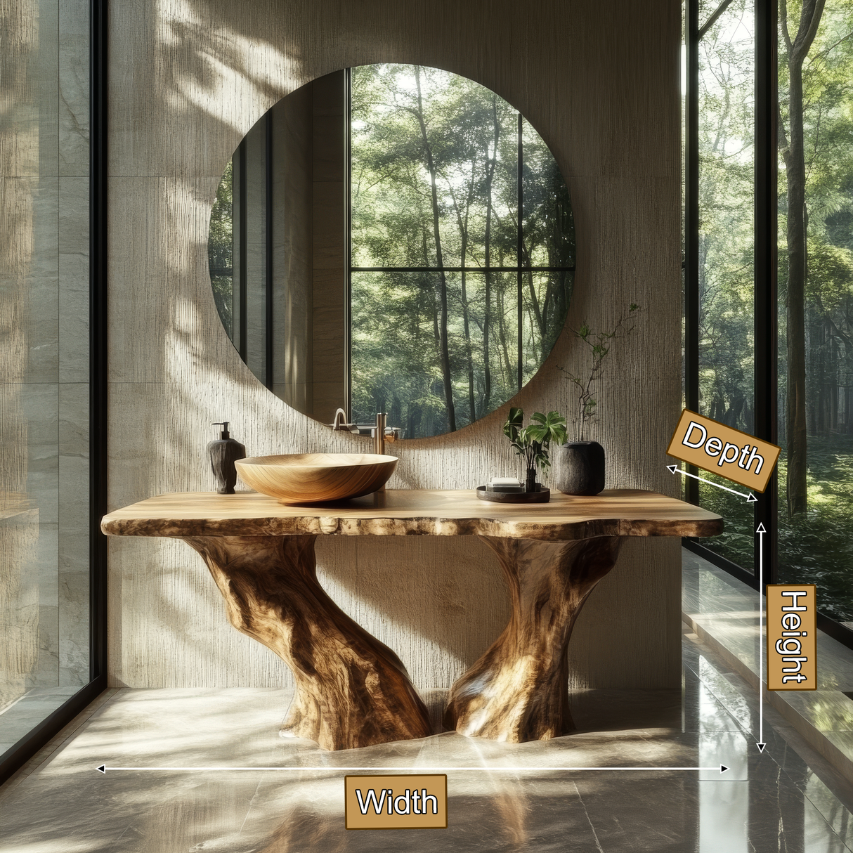 Norveth Rootform Solid Wood Freestanding Bathroom Vanity - Timberustic Freestanding Bathroom Vanity
