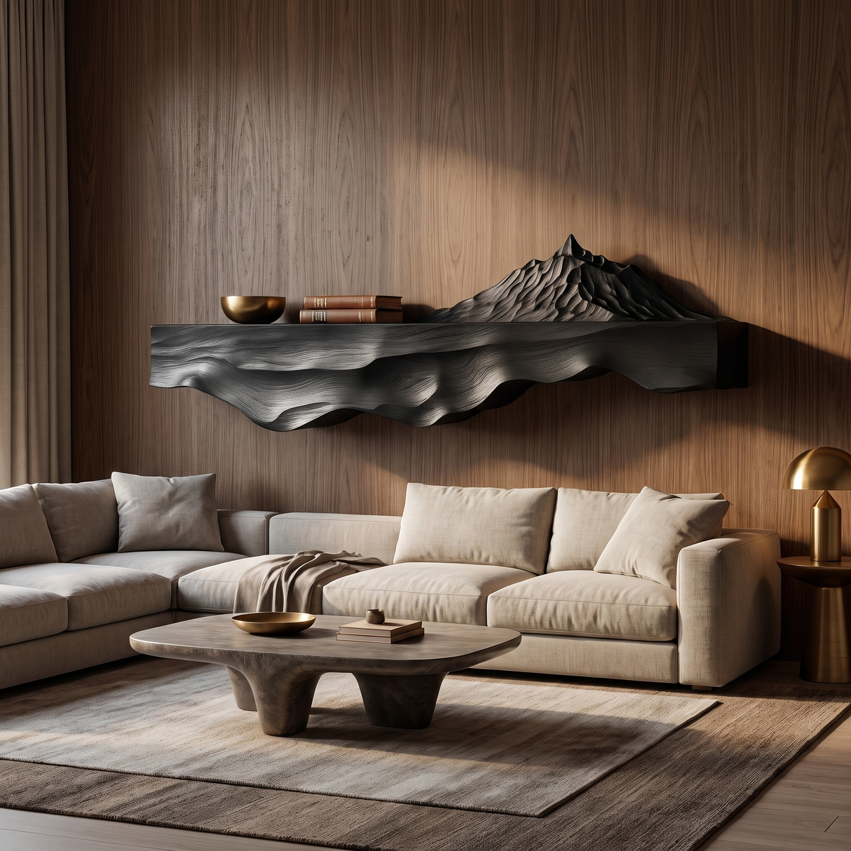 Norveth Sculpted Mountain Floating Shelf - Timberustic Floating Shelf