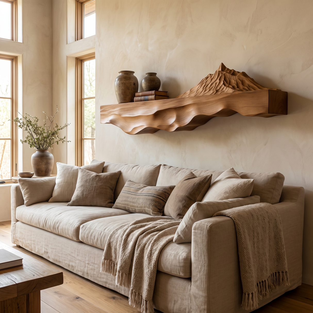 Norveth Sculpted Mountain Floating Shelf - Timberustic Floating Shelf