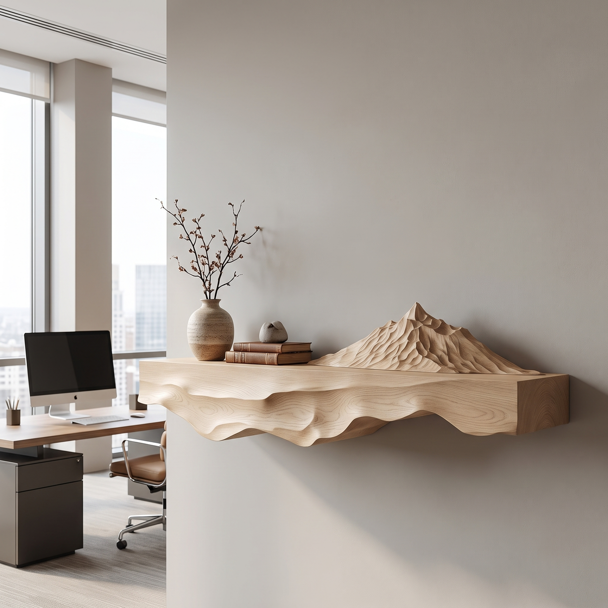 Norveth Sculpted Mountain Floating Shelf - Timberustic Floating Shelf