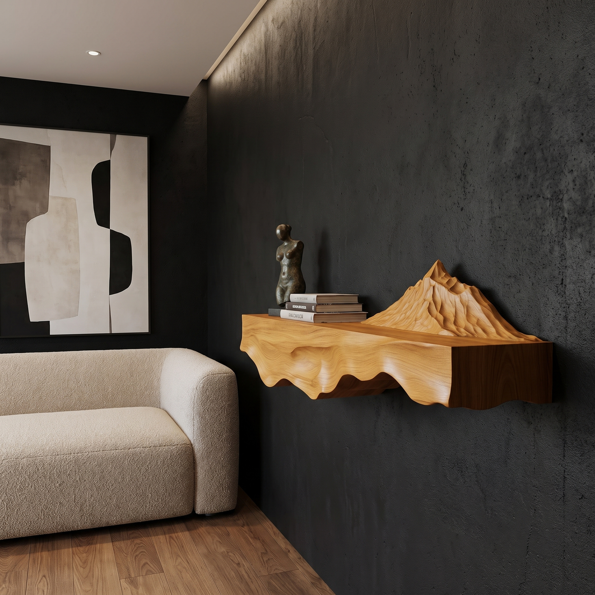 Norveth Sculpted Mountain Floating Shelf - Timberustic Floating Shelf