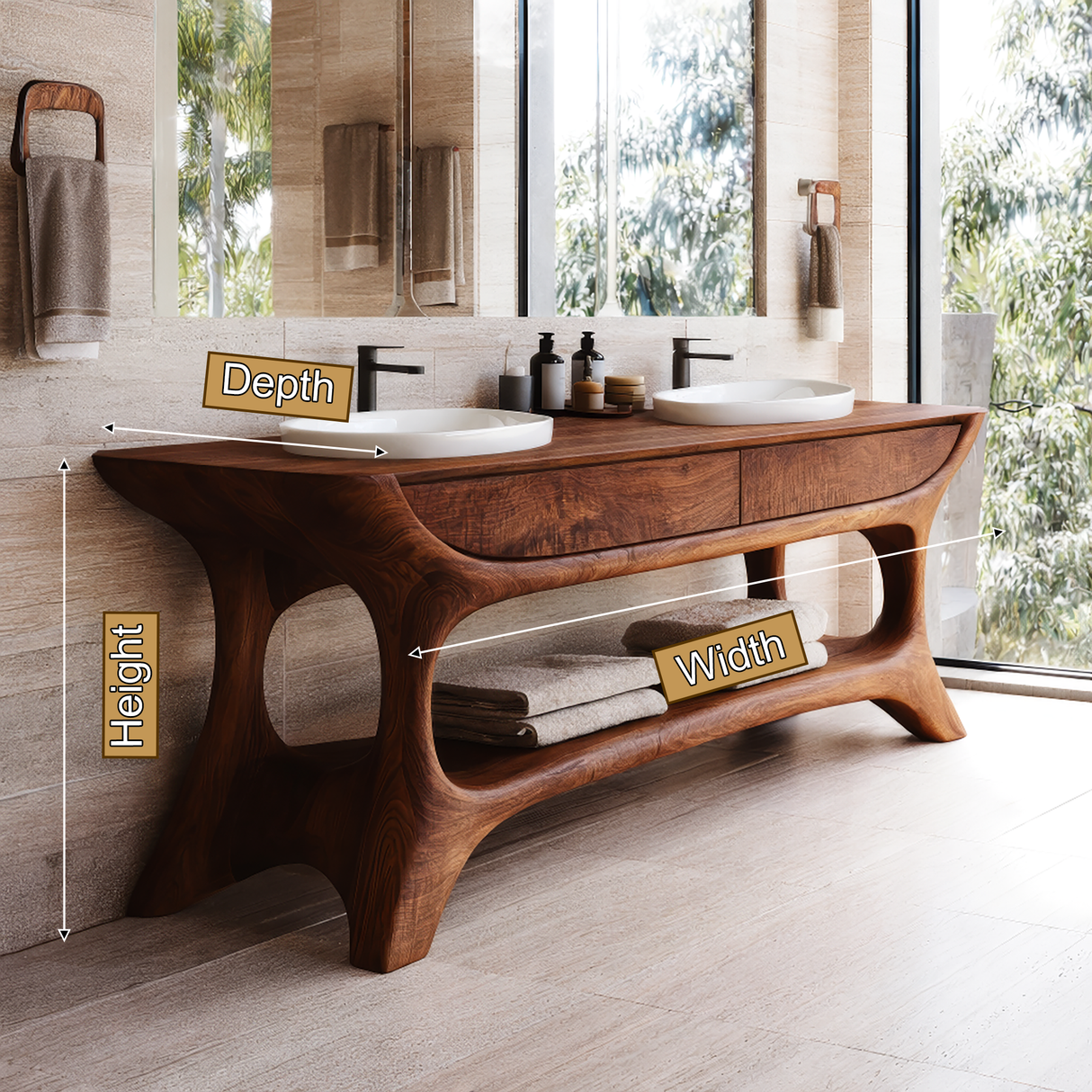 Norveth Sculpted Solid Wood Freestanding Bathroom Vanity with Drawers - Timberustic Freestanding Bathroom Vanity with Drawers