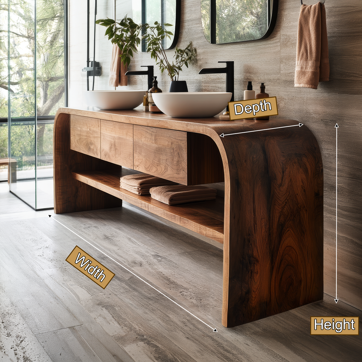 Norvian Sculpted Solid Wood Freestanding Bathroom Vanity with Drawers - Timberustic Freestanding Bathroom Vanity with Drawers