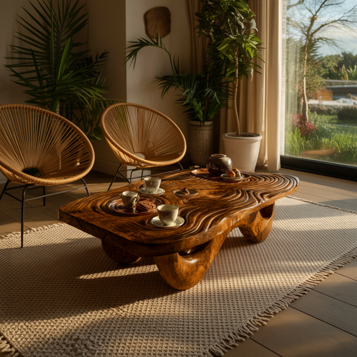 Nuvra Wave Solid Wood Coffee Table - Timberustic Coffee Table