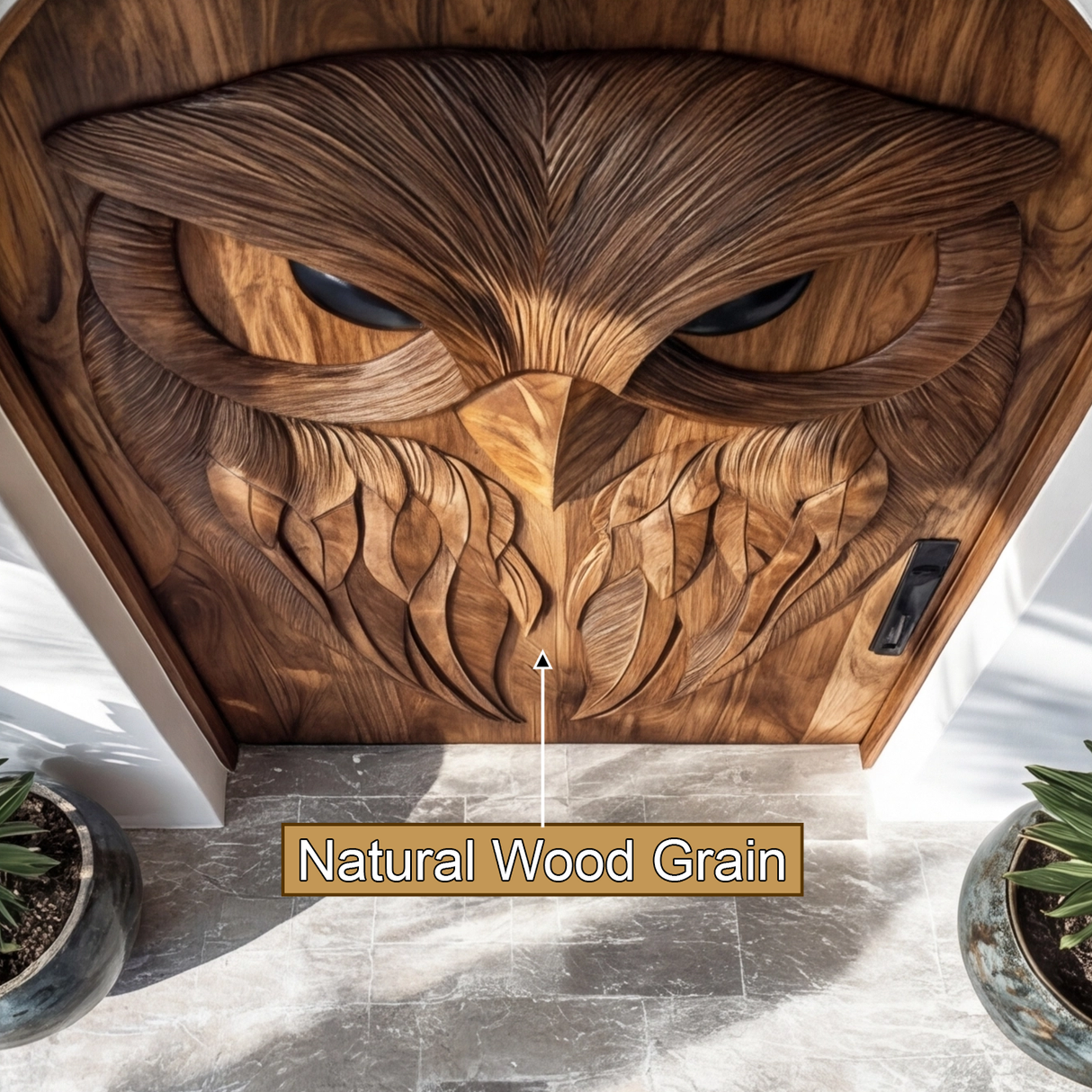 Nythera Sculpted Solid Wood Arched Double Doors - Timberustic Door