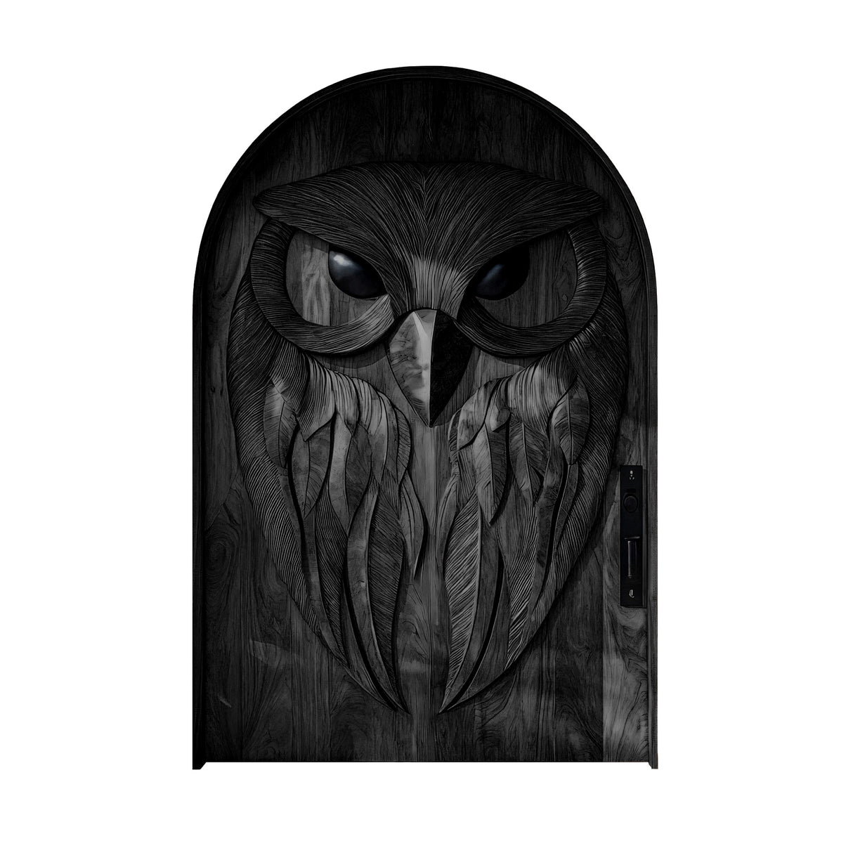 Nythera Sculpted Solid Wood Arched Double Doors Black - Timberustic Door