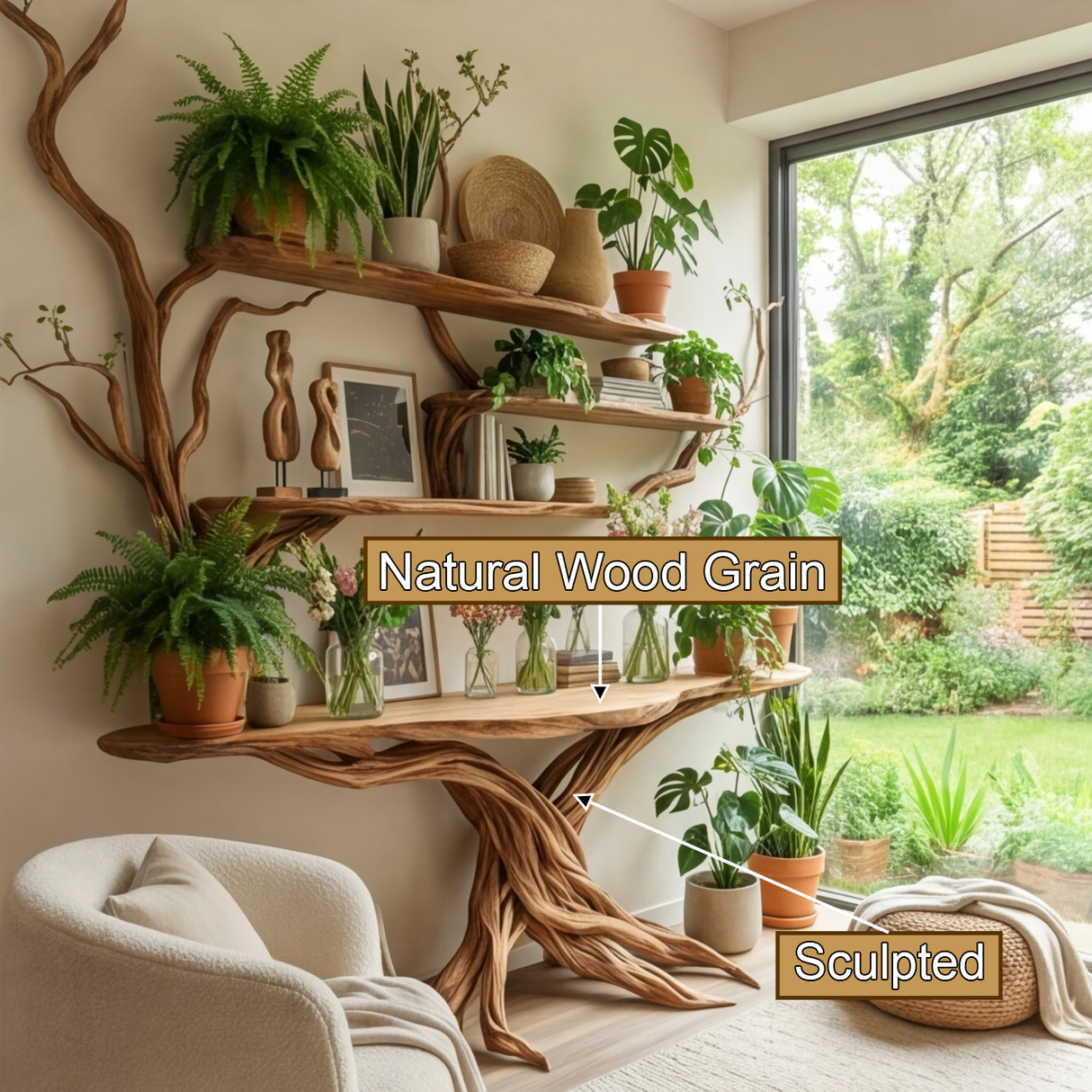 Nythera Sculpted Solid Wood Console Table with Shelves - Timberustic Console Table with Shelves
