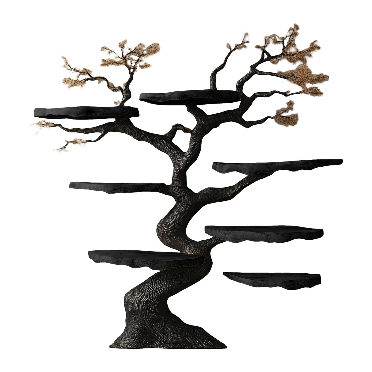 Nythera Sculpted Solid Wood Tree Bookshelf Black - Timberustic Tree Bookshelf