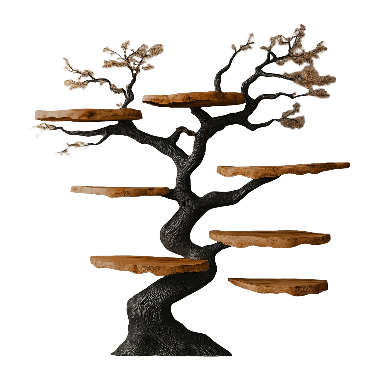 Nythera Sculpted Solid Wood Tree Bookshelf Brown - Timberustic Tree Bookshelf