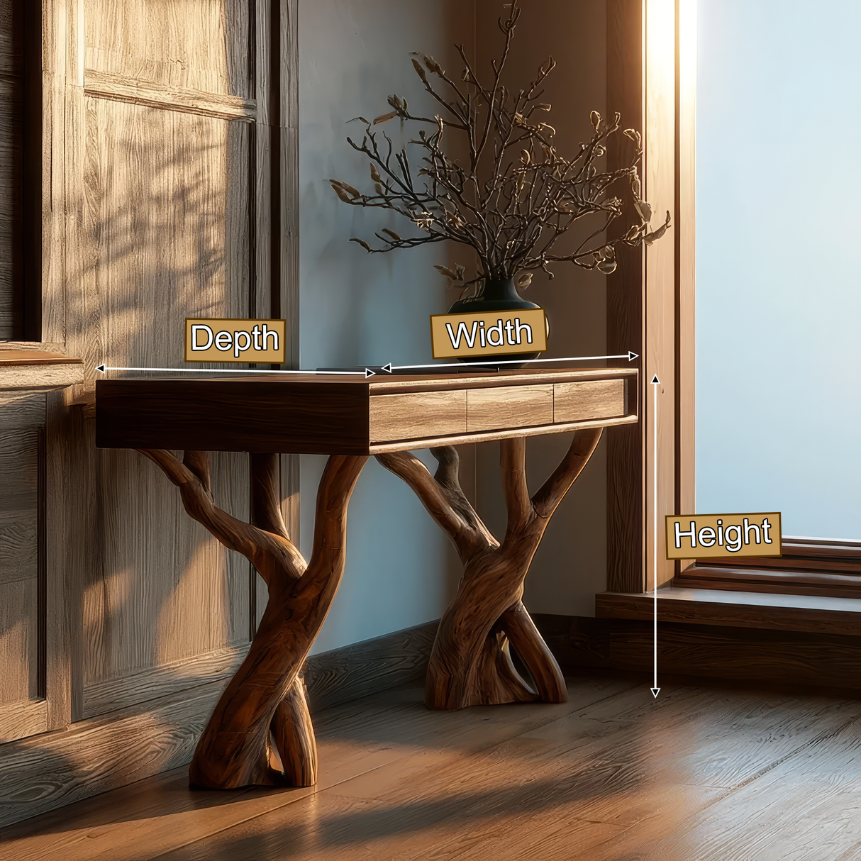 Nytherion Sculpted Solid Wood Console Table SPA983583