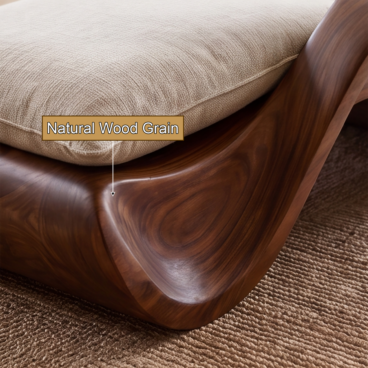 Nytheris Handcrafted Sculpted Solid Wood Chaise Lounge