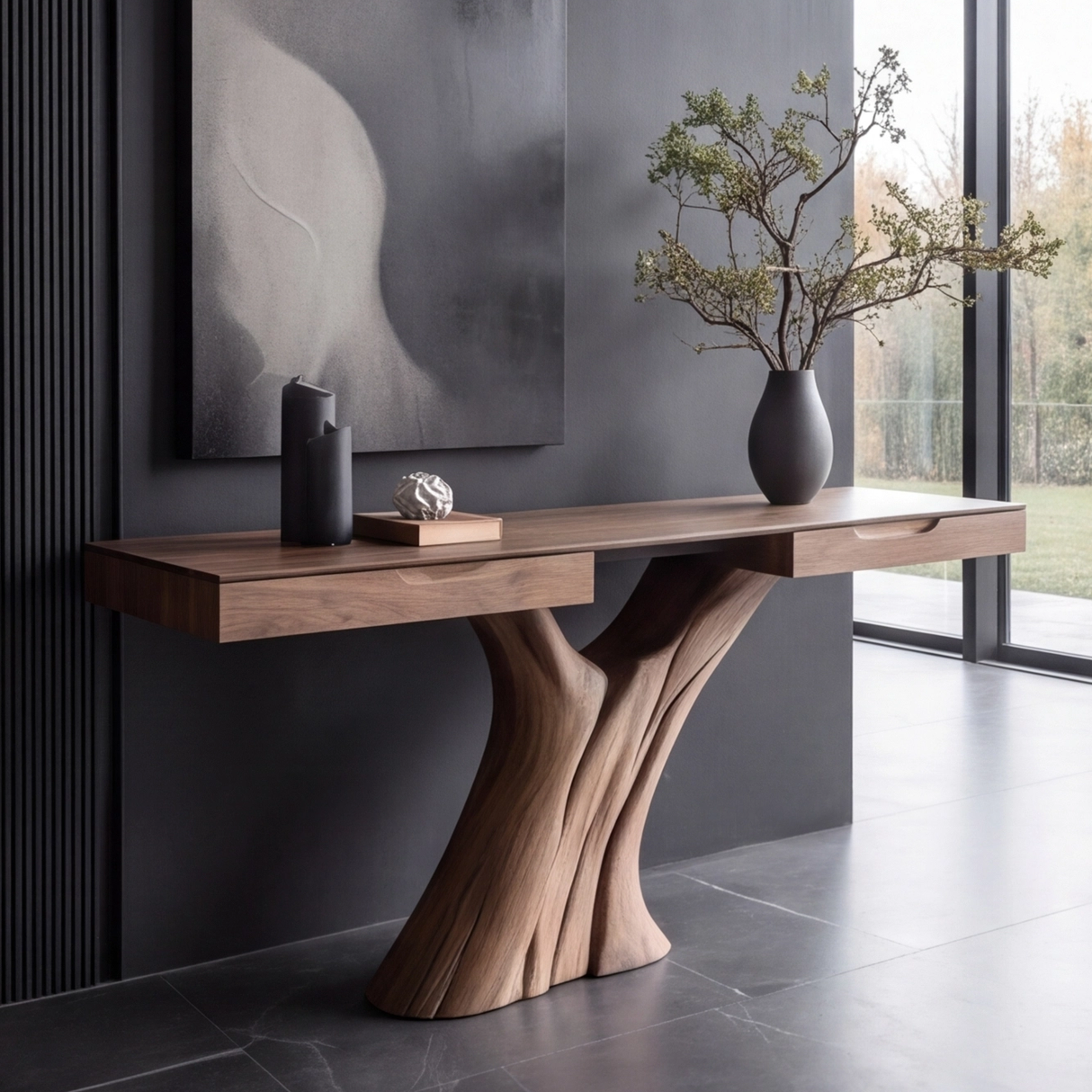Nyvareth Solid Wood Sculpted Console Table - Timberustic Console Table