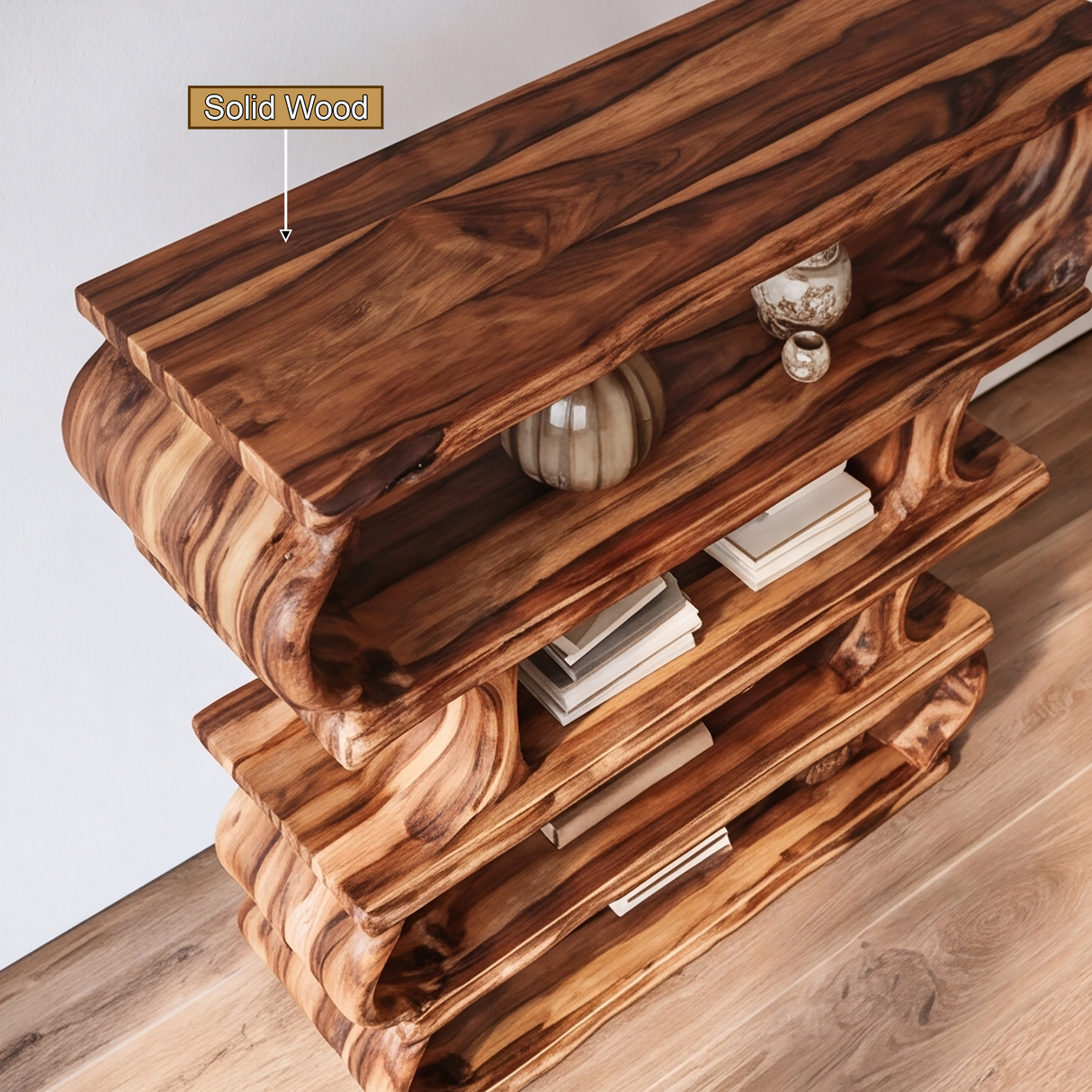 Nyxor Handcrafted Solid Wood Bookshelf - Timberustic Bookshelf