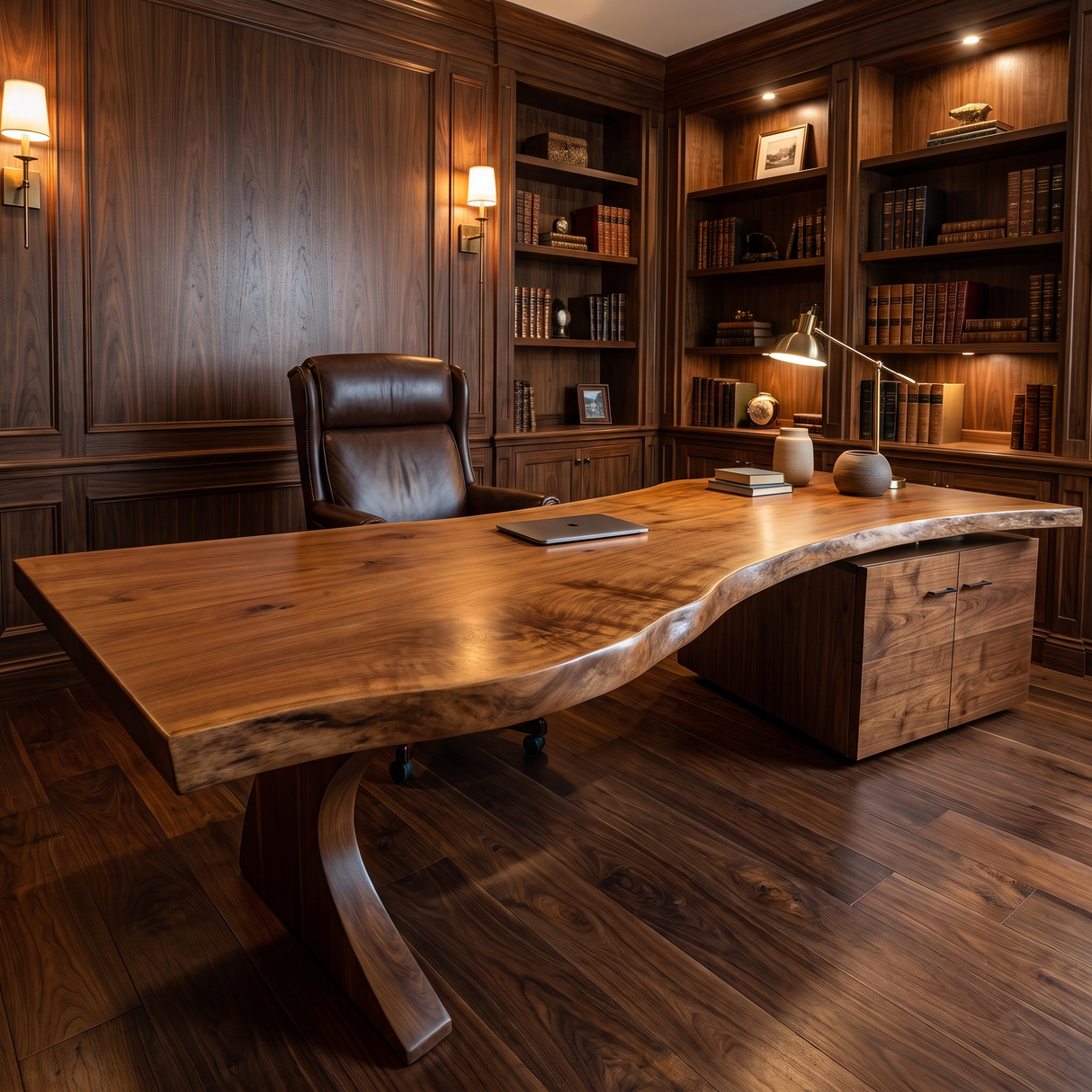 Nyxora Live Edge Solid Wood Desk with Drawers Brown - Timberustic Desk With Drawers
