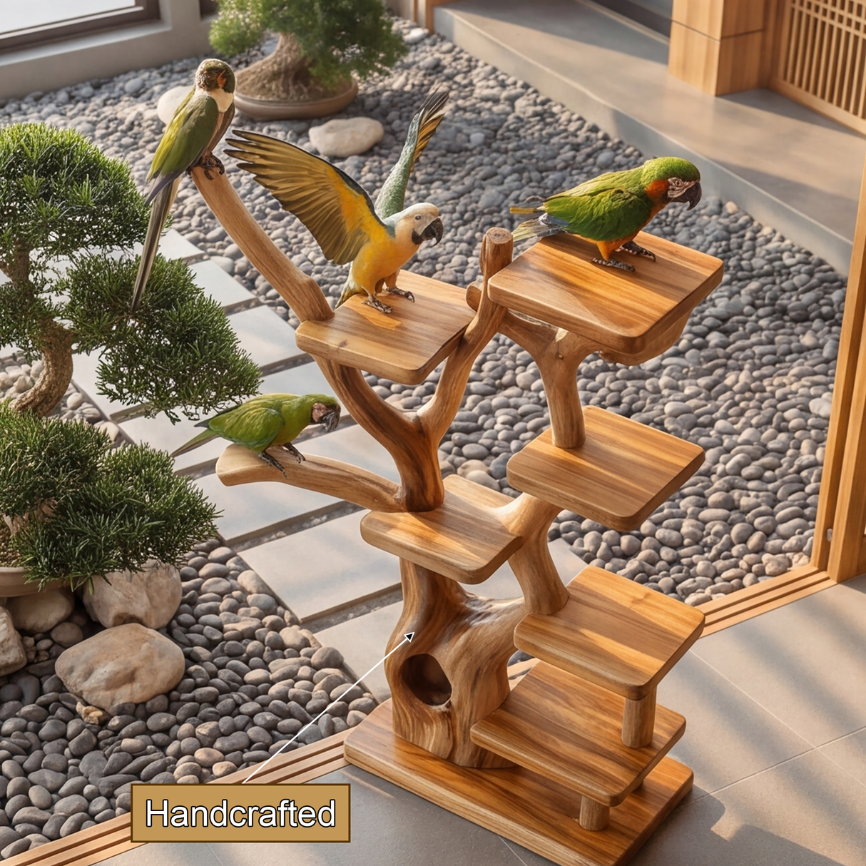 Oakhollow Handcrafted Tree Branch Parrot Stand SPA938893 - Timberustic Tree Branch Parrot Stand