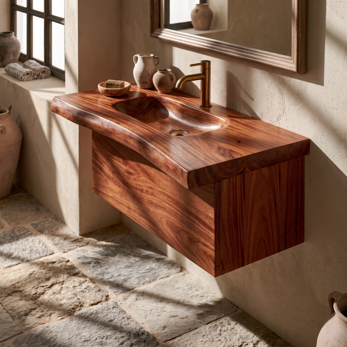 Oakmere Handcrafted Solid Wood Floating Bathroom Vanity with Drawers - Timberustic Floating Bathroom Vanity With Drawers