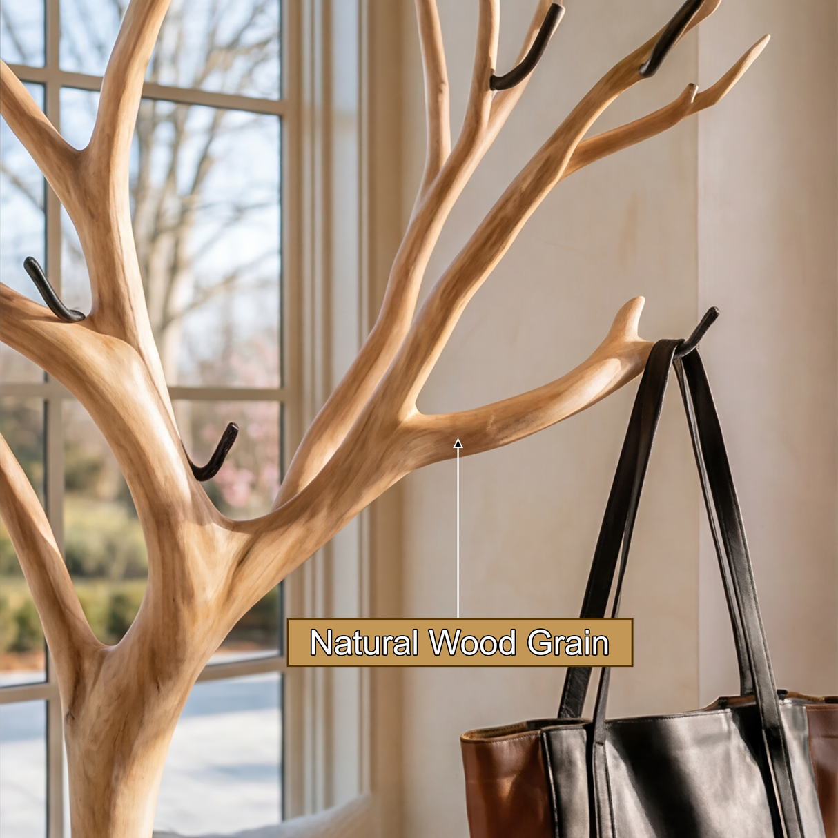 Oakmere Sculpted Solid Wood Tree Coat Rack - Timberustic Tree Coat Rack