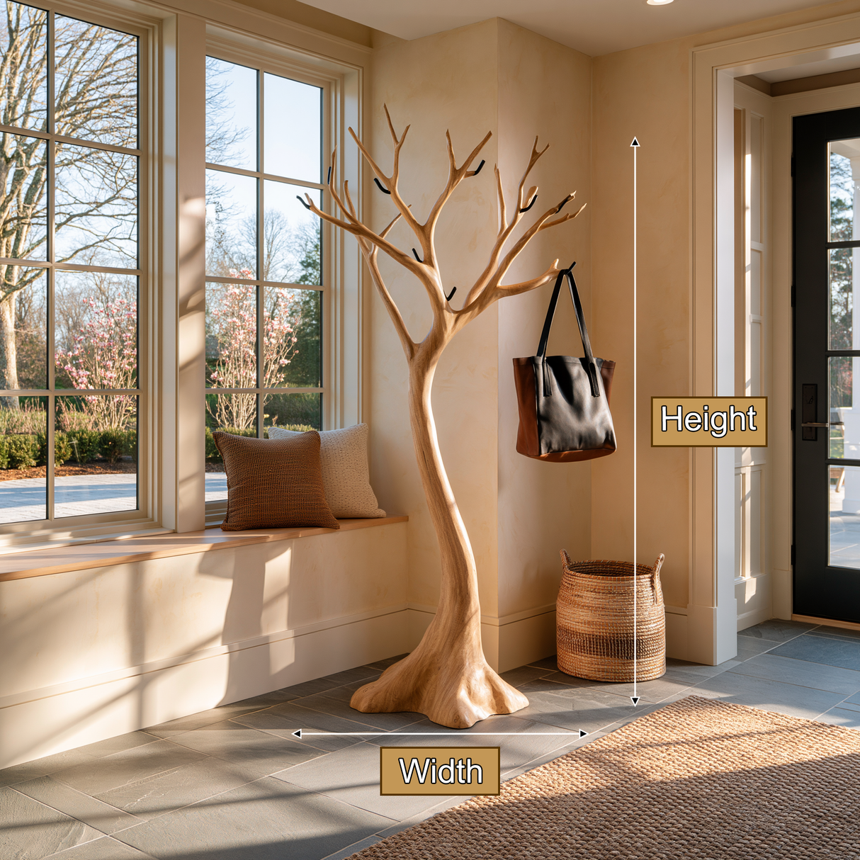 Oakmere Sculpted Solid Wood Tree Coat Rack - Timberustic Tree Coat Rack