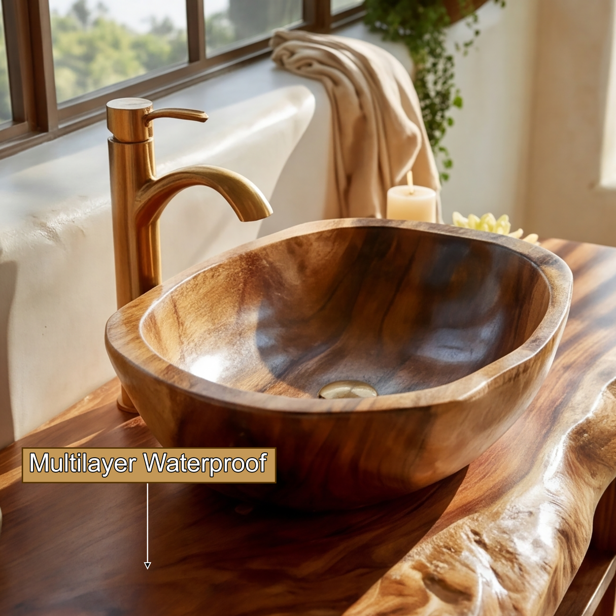 Oakwyn Live Edge Solid Wood Freestanding Bathroom Vanity with Drawers
