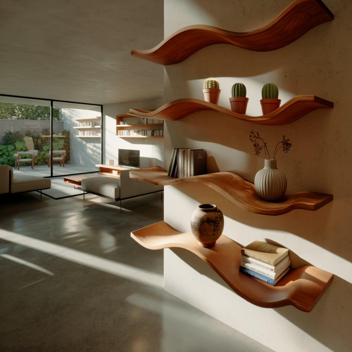 Ondula Solid Wood Floating Shelves