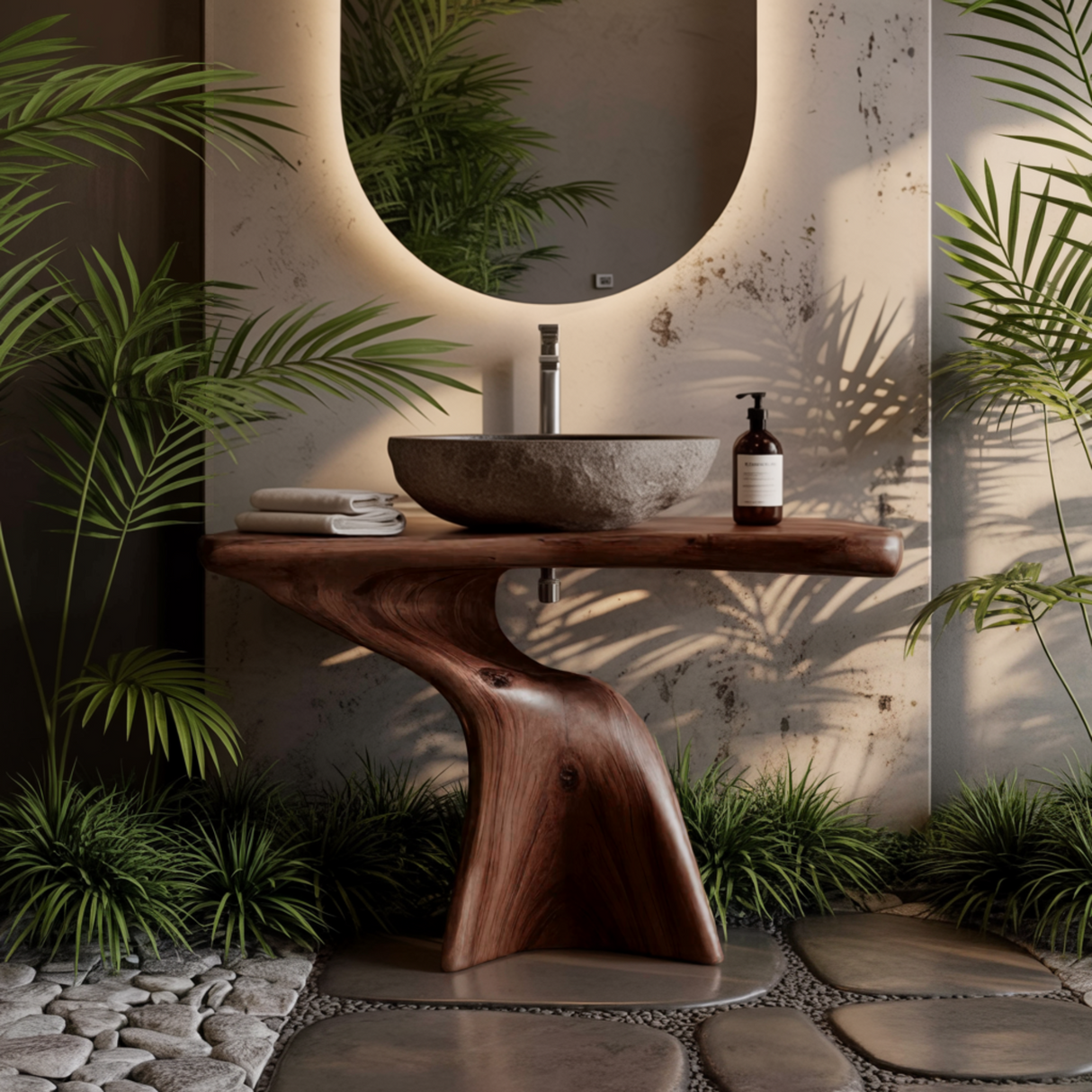 Araya Organic Modern Solid Wood Vanity Table