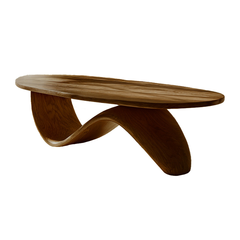 Organic Wave Solid Wood Coffee Table – Scandinavian Japandi Style