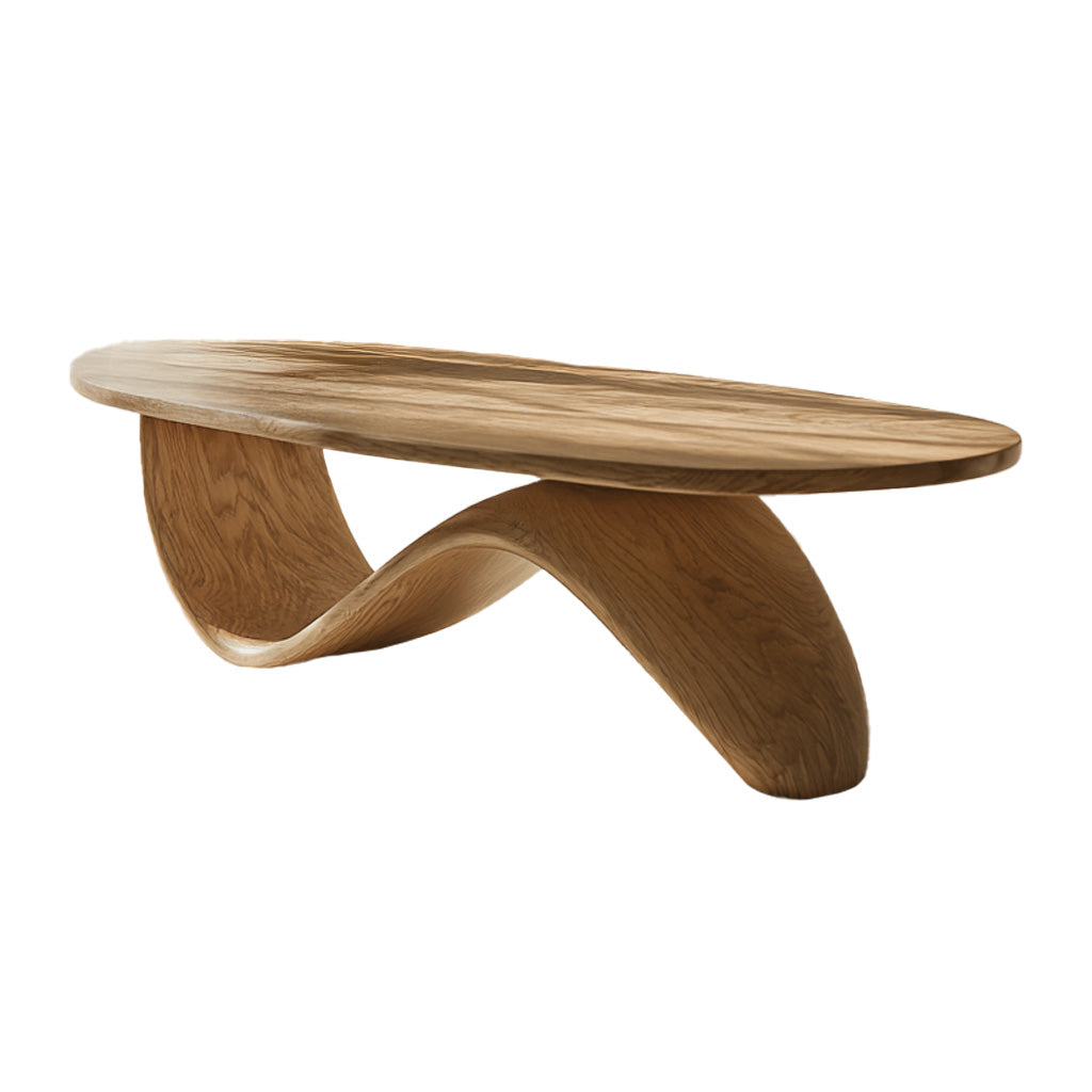 Organic Wave Solid Wood Coffee Table – Scandinavian Japandi Style