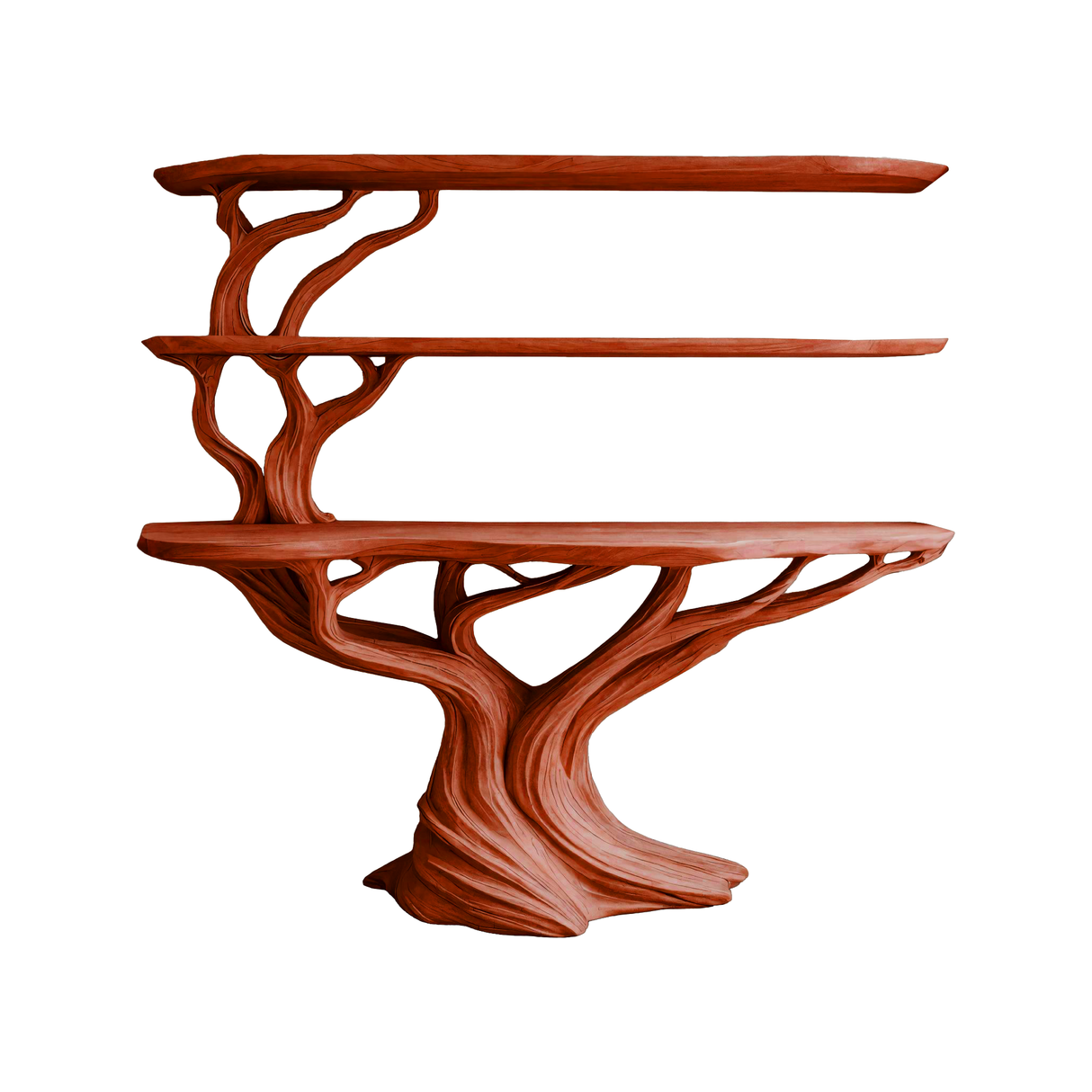 Orinthal Sculpted Solid Wood Console Table with Shelves Mahogany - Timberustic Console Table with Shelves