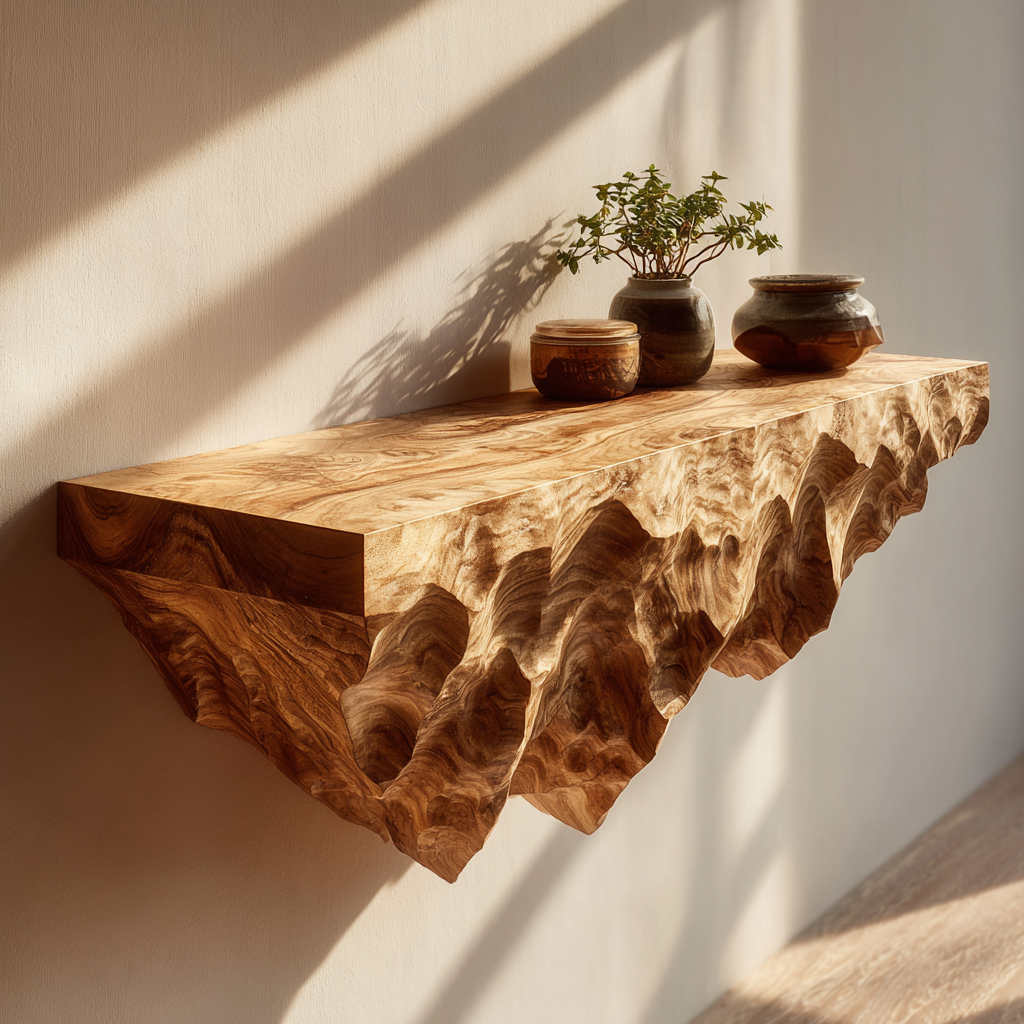 Orion Ridge Solid Wood Mountain Floating Shelf - Timberustic Floating Shelf