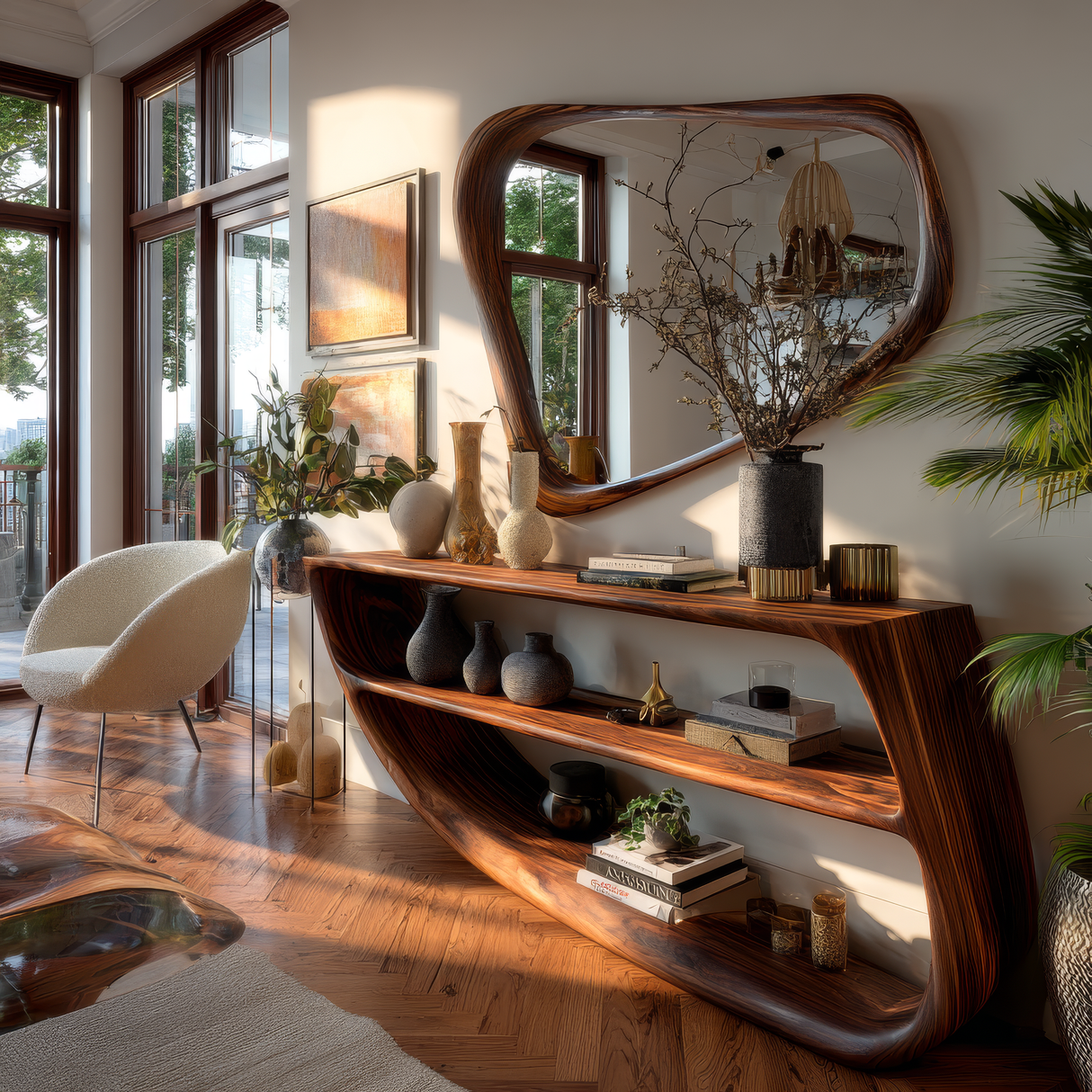 Orivane Curved Solid Wood Console Table - Timberustic Console Table