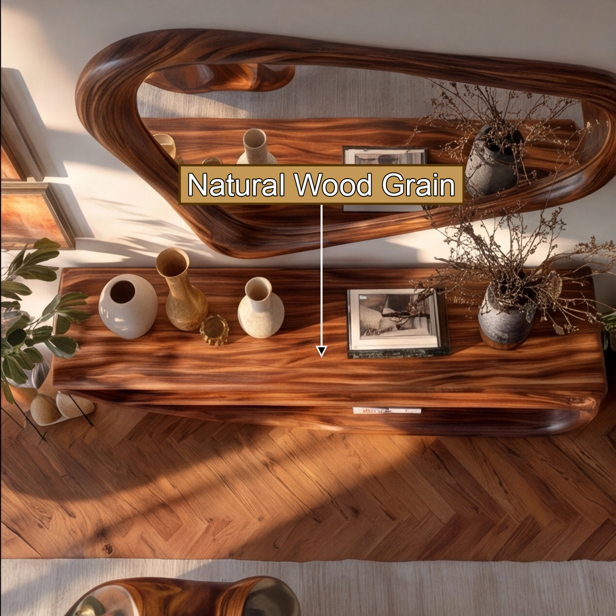 Orivane Curved Solid Wood Console Table - Timberustic Console Table