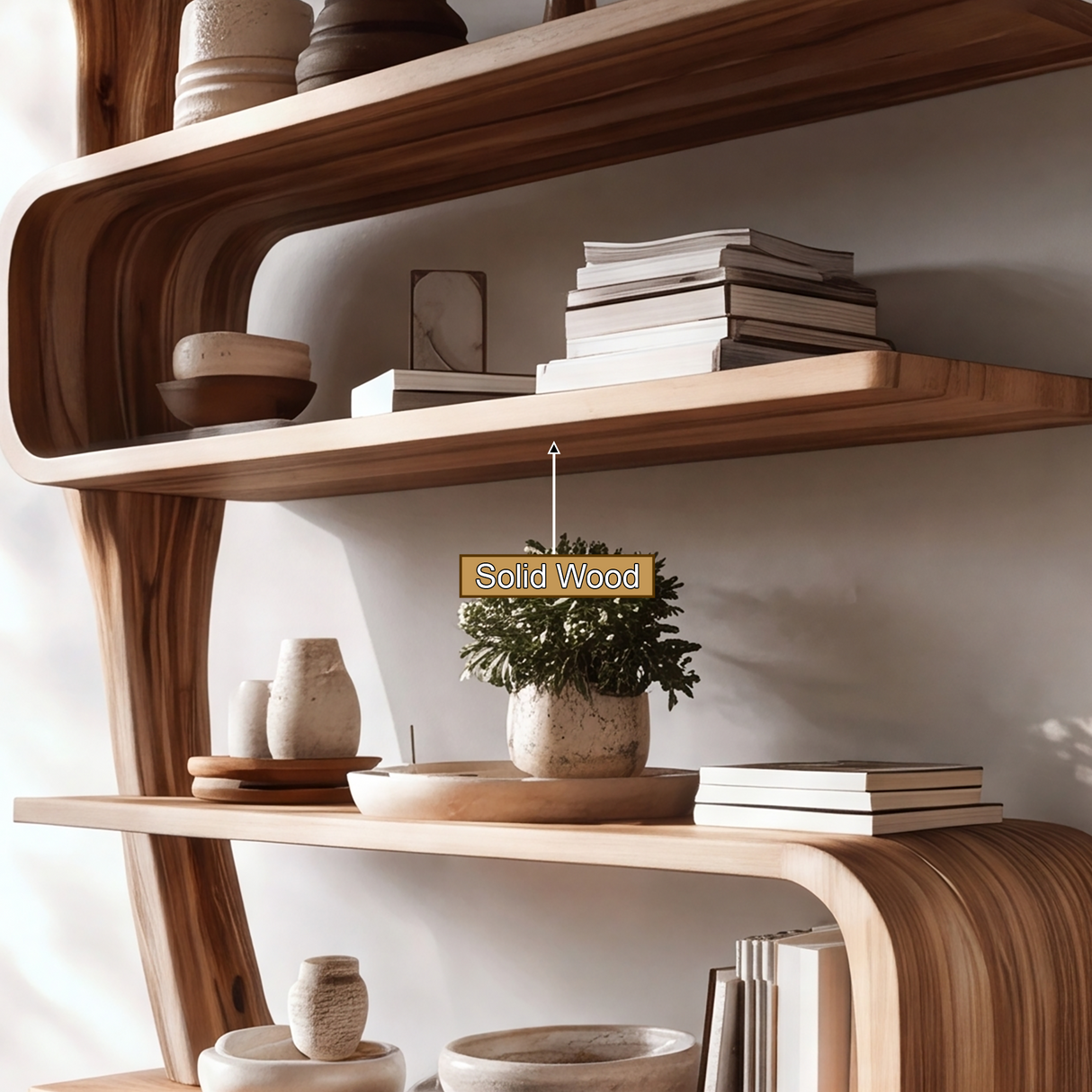 Orivane Handcrafted Solid Wood Bookshelf