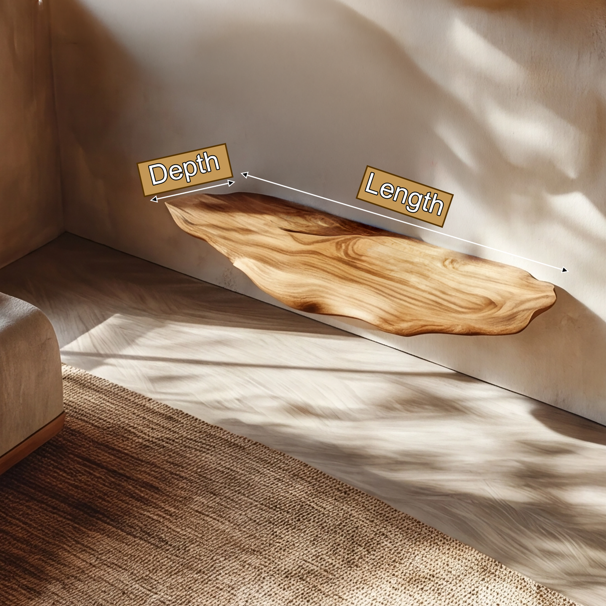 Orivane Live Edge Solid Wood Mushroom Floating Shelf SPA394380 - Timberustic Floating Shelf