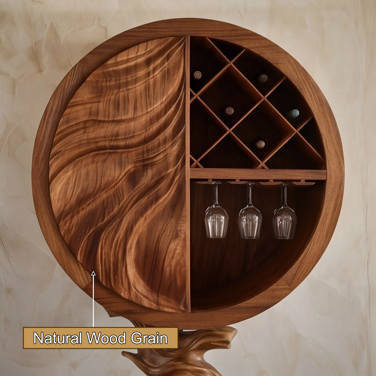 Orivane Sculpted Solid Wood Bar Cabinet - Timberustic Wine Cabinet