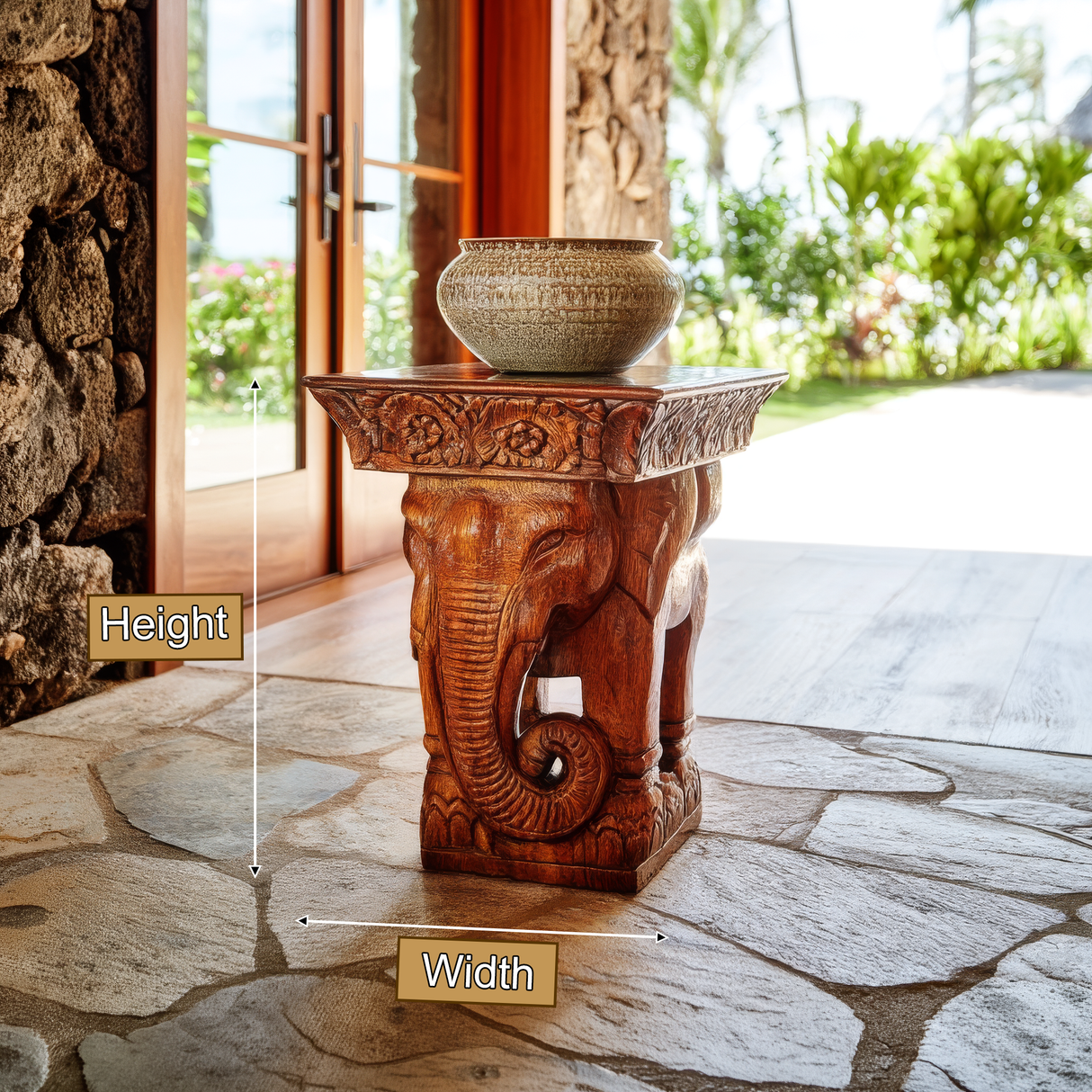Orivane Sculpted Solid Wood Pedestal Stand - Timberustic Pedestal Stand