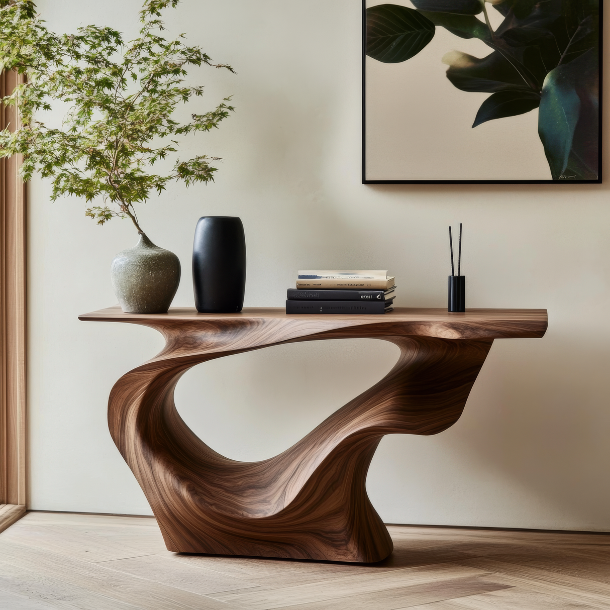 Orivante Sculpted Solid Wood Console Table - Timberustic Console Table