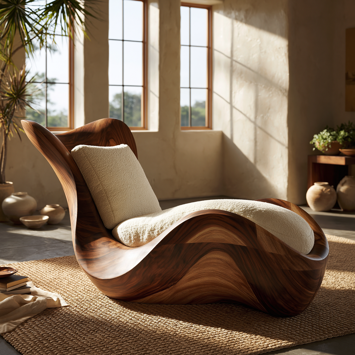 Orivelle Handcrafted Solid Wood Chaise Lounge