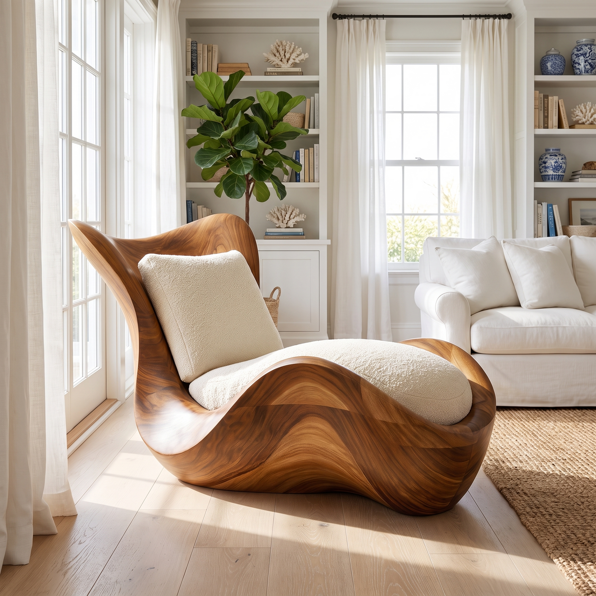 Orivelle Handcrafted Solid Wood Chaise Lounge