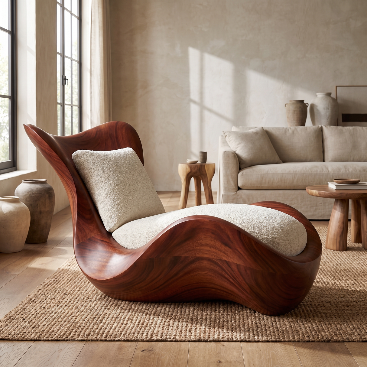 Orivelle Handcrafted Solid Wood Chaise Lounge