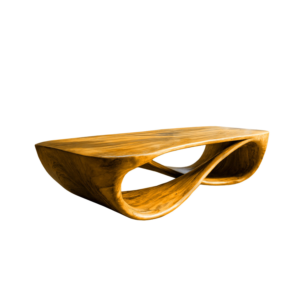 Oriven Curve Solid Wood Coffee Table Teak - Timberustic Coffee Table