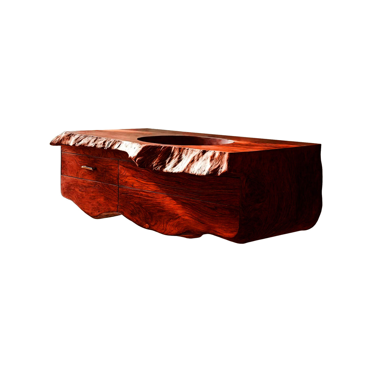 Oriven Sculpted Solid Wood Floating Bathroom Vanity with Drawers Mahogany - Timberustic Floating Bathroom Vanity With Drawers