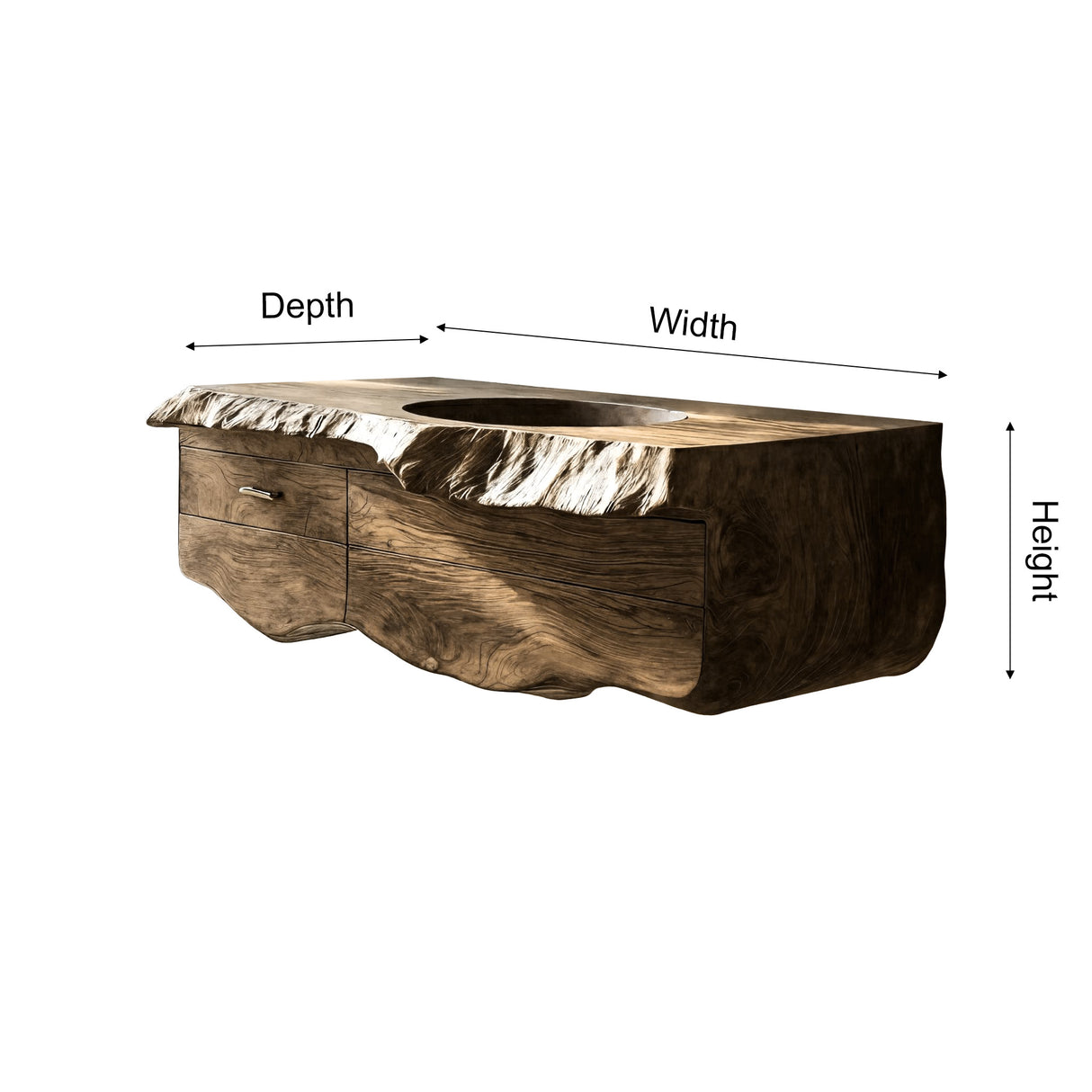 Oriven Sculpted Solid Wood Floating Bathroom Vanity with Drawers - Timberustic Floating Bathroom Vanity With Drawers